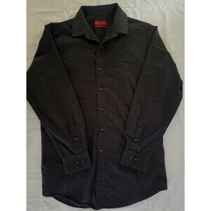 Alfani Mens FITTED Stretch Button Up Dress Shirt Black Medium 15 32-33